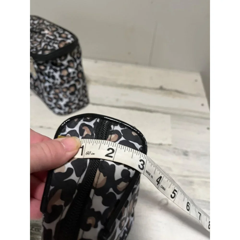 Modella zippered leopard print cosmetic bags. Set of two